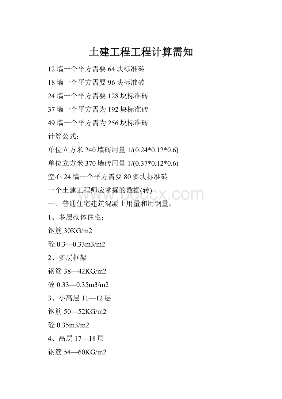 土建工程工程计算需知.docx_第1页