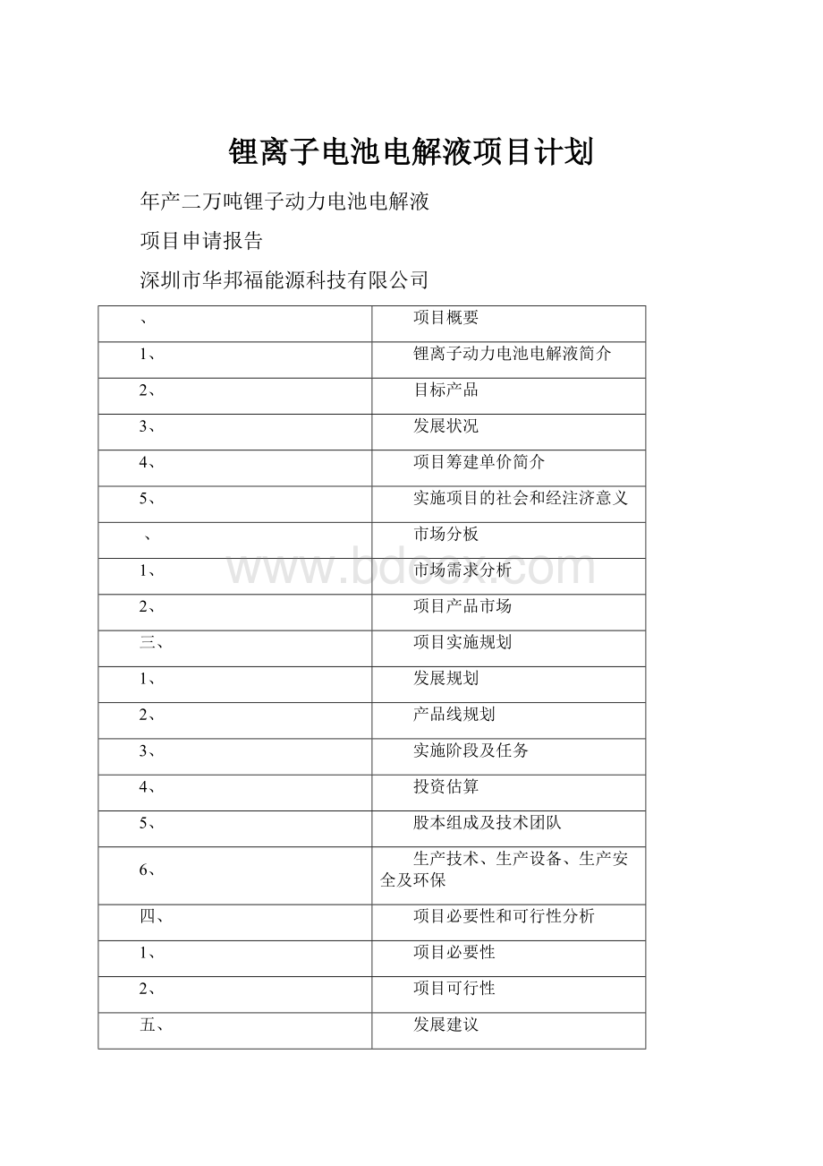 锂离子电池电解液项目计划.docx_第1页