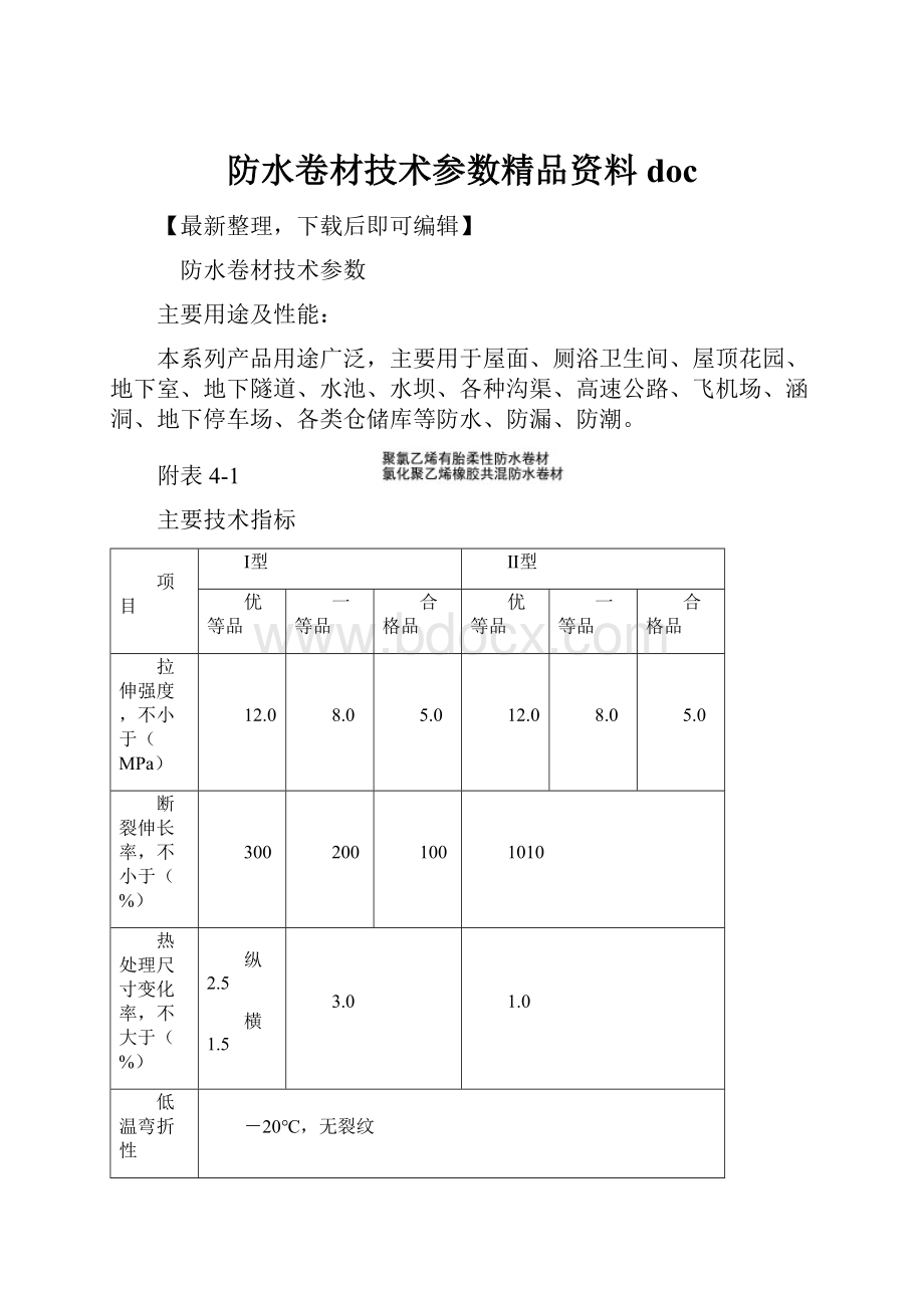 防水卷材技术参数精品资料doc.docx_第1页