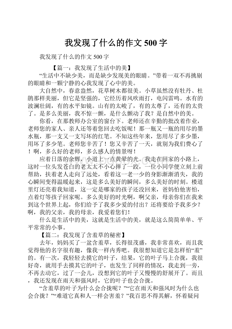 我发现了什么的作文500字.docx_第1页