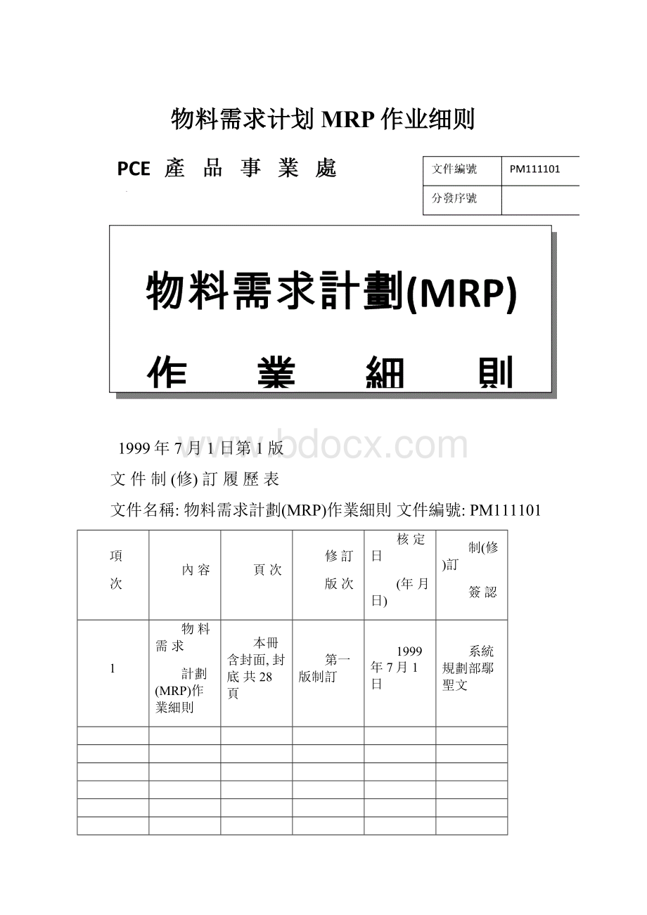 物料需求计划MRP作业细则.docx_第1页