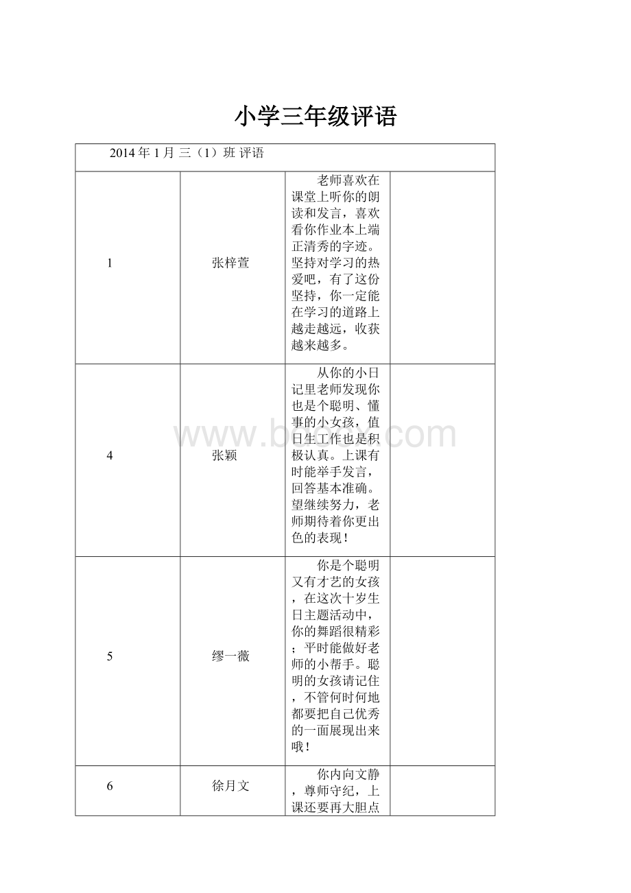 小学三年级评语.docx