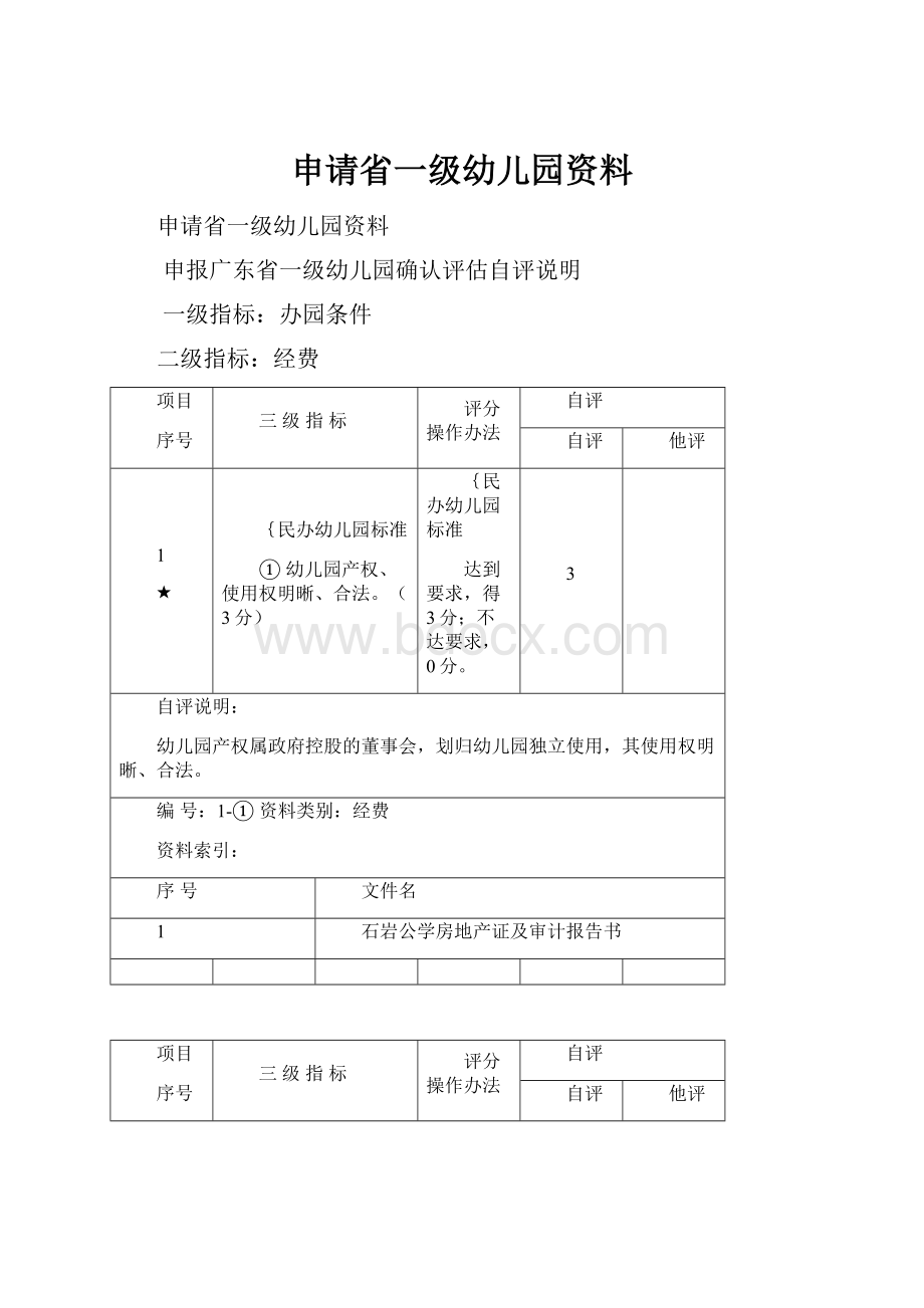 申请省一级幼儿园资料.docx