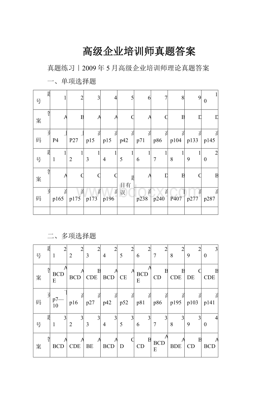 高级企业培训师真题答案.docx