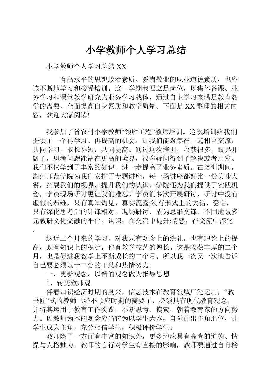 小学教师个人学习总结.docx