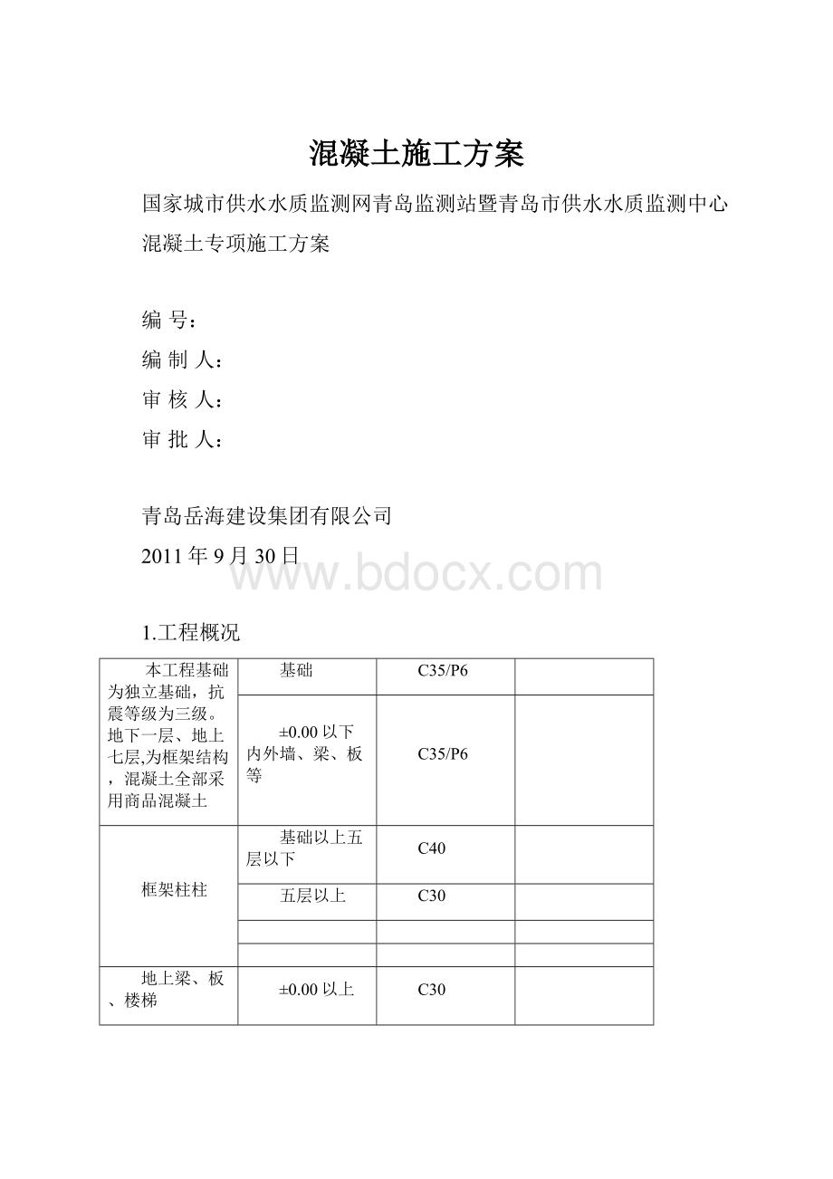 混凝土施工方案.docx