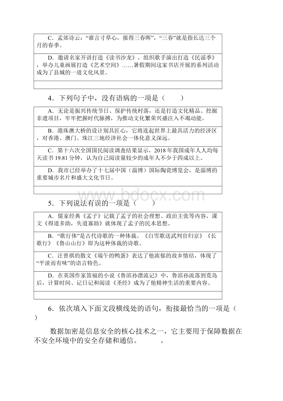 山东淄博市中考语文试题卷附答案解析.docx_第2页