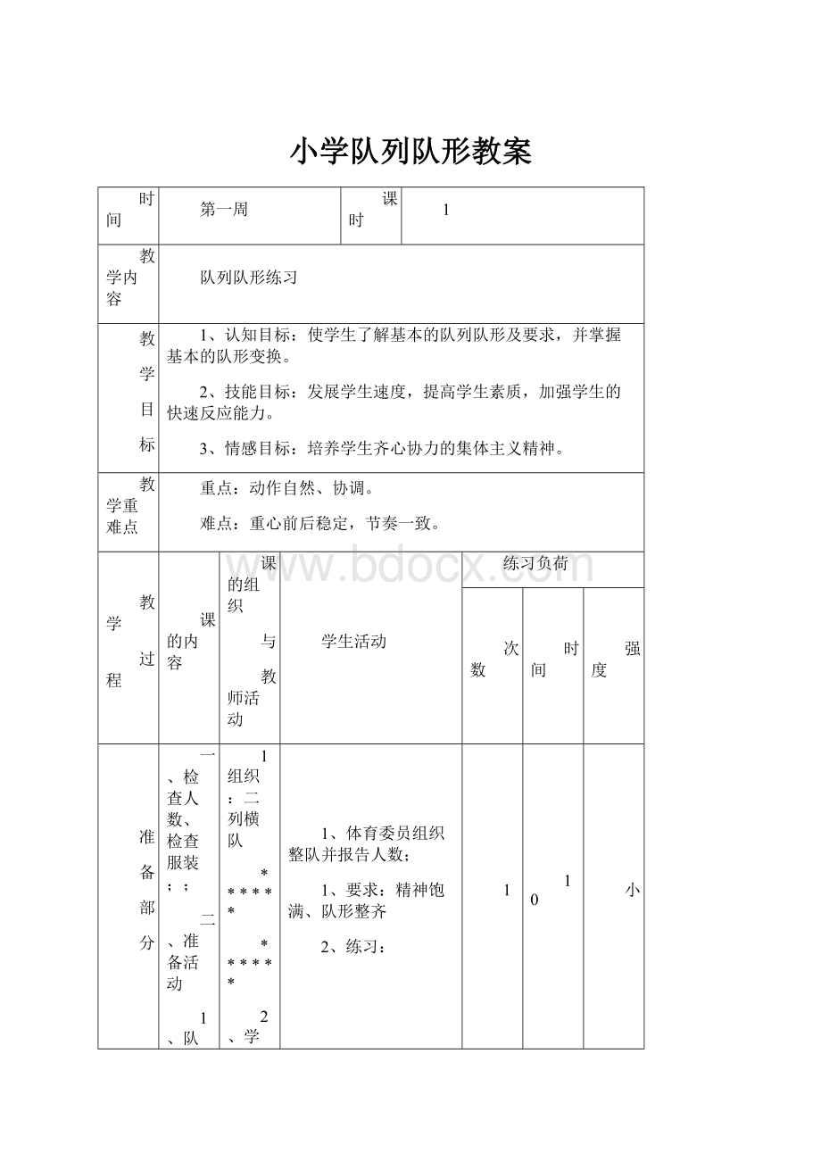 小学队列队形教案.docx_第1页