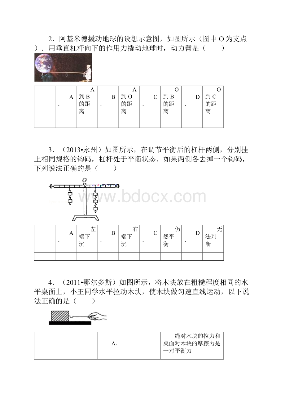 人教版初二物理综合练习压强浮力简单机械组卷含答案.docx_第2页