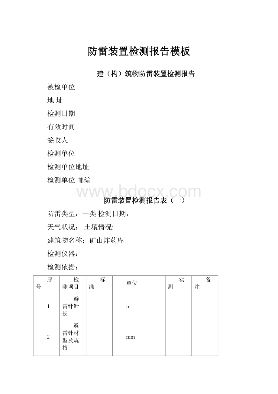 防雷装置检测报告模板.docx