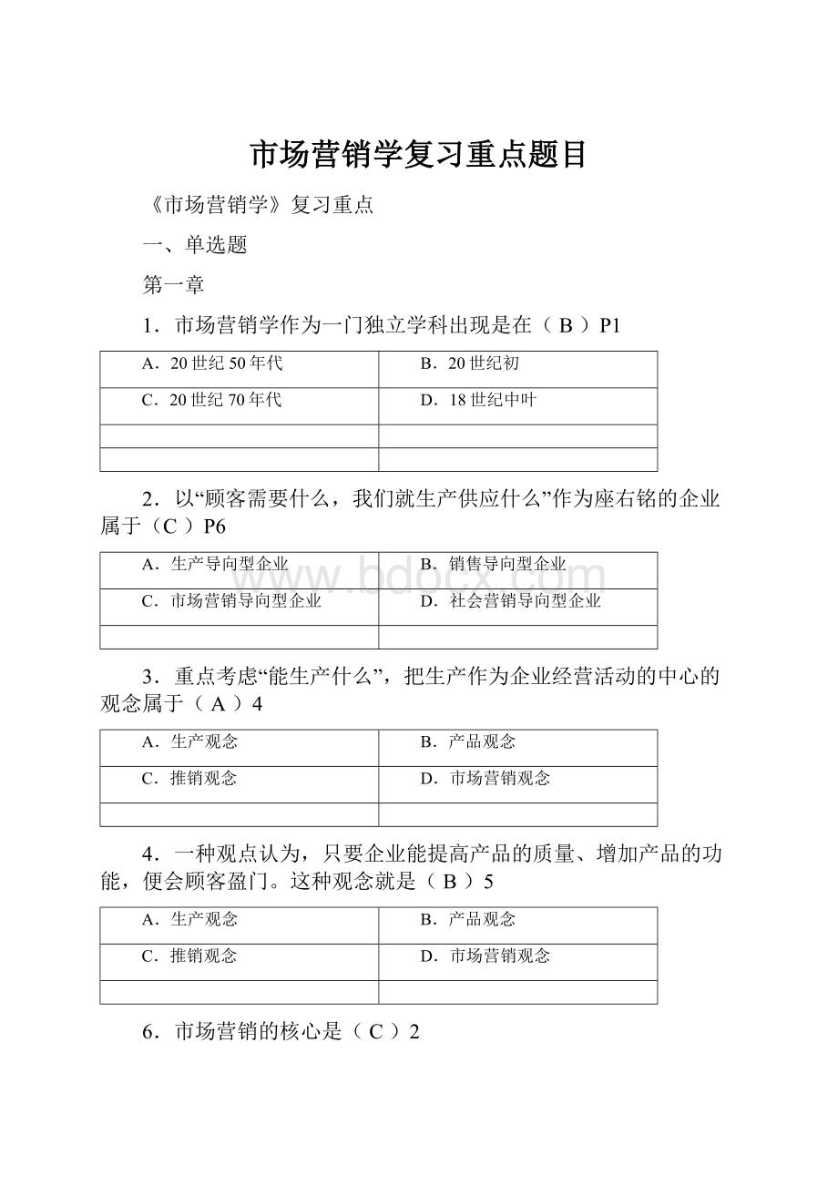 市场营销学复习重点题目.docx