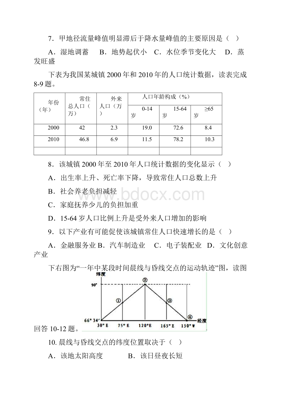 武平县第一中学届高三上学期月考地理试题.docx_第3页