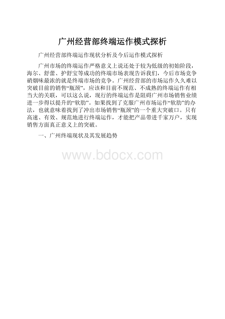 广州经营部终端运作模式探析.docx_第1页