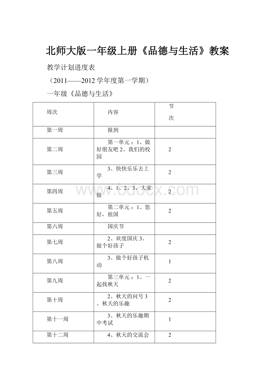 北师大版一年级上册《品德与生活》教案.docx