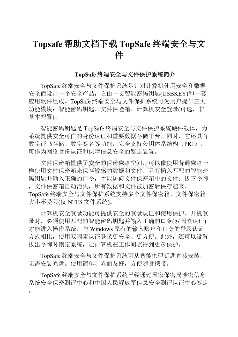 Topsafe帮助文档下载TopSafe终端安全与文件.docx