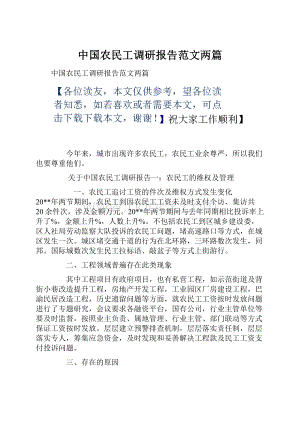 中国农民工调研报告范文两篇.docx