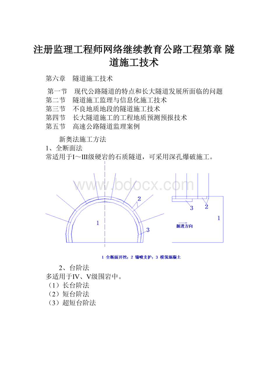 注册监理工程师网络继续教育公路工程第章 隧道施工技术.docx