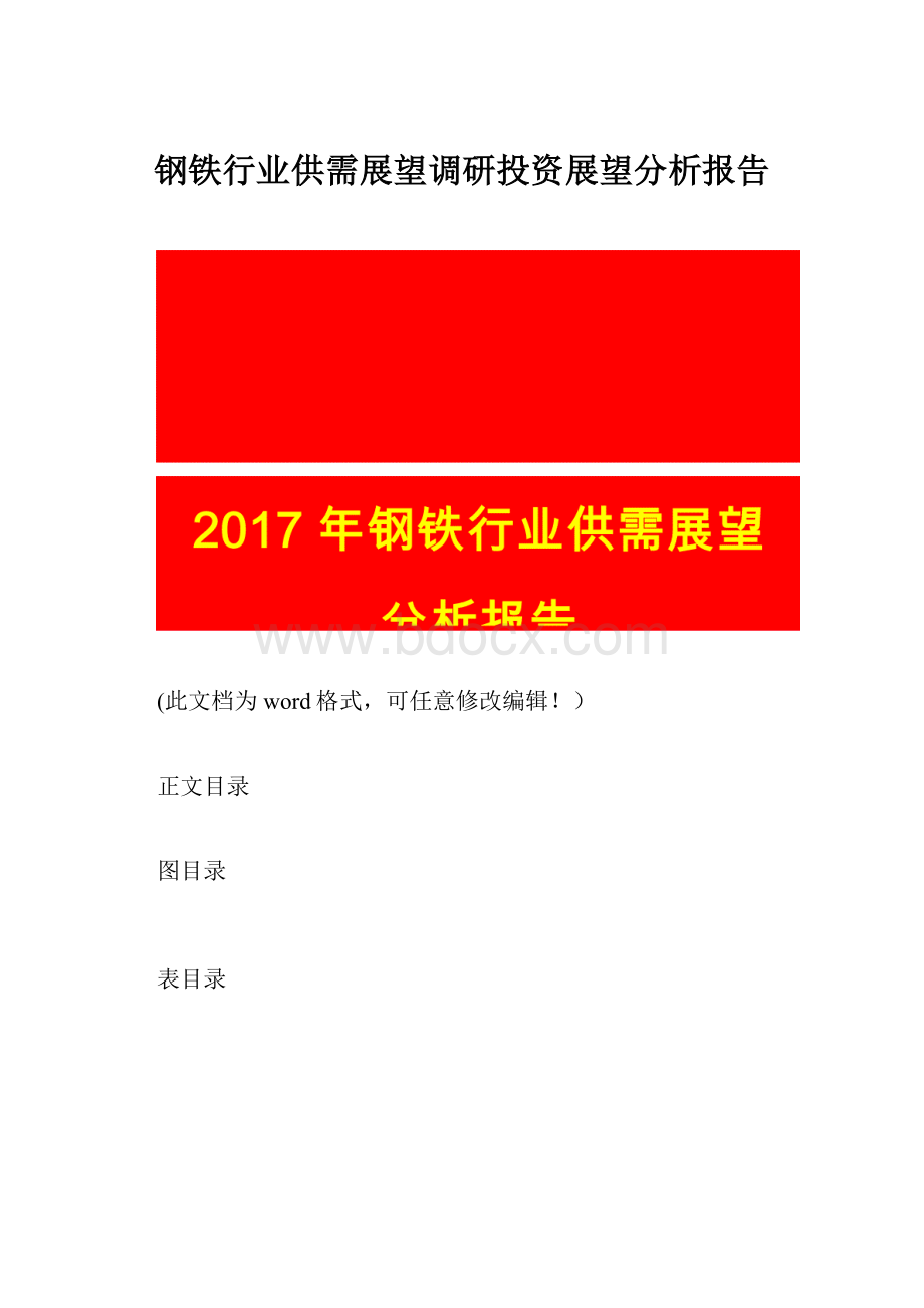 钢铁行业供需展望调研投资展望分析报告.docx