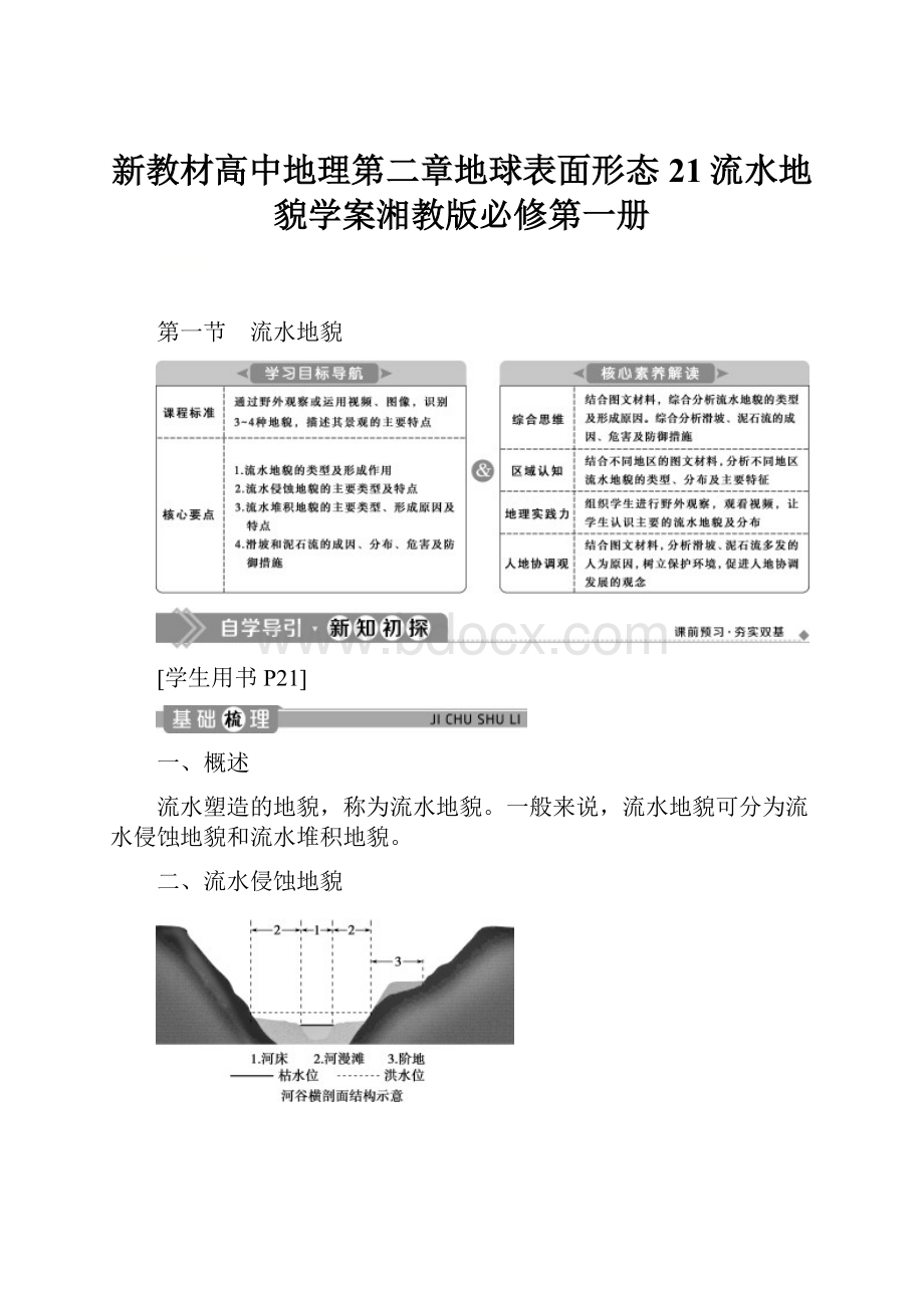 新教材高中地理第二章地球表面形态21流水地貌学案湘教版必修第一册.docx