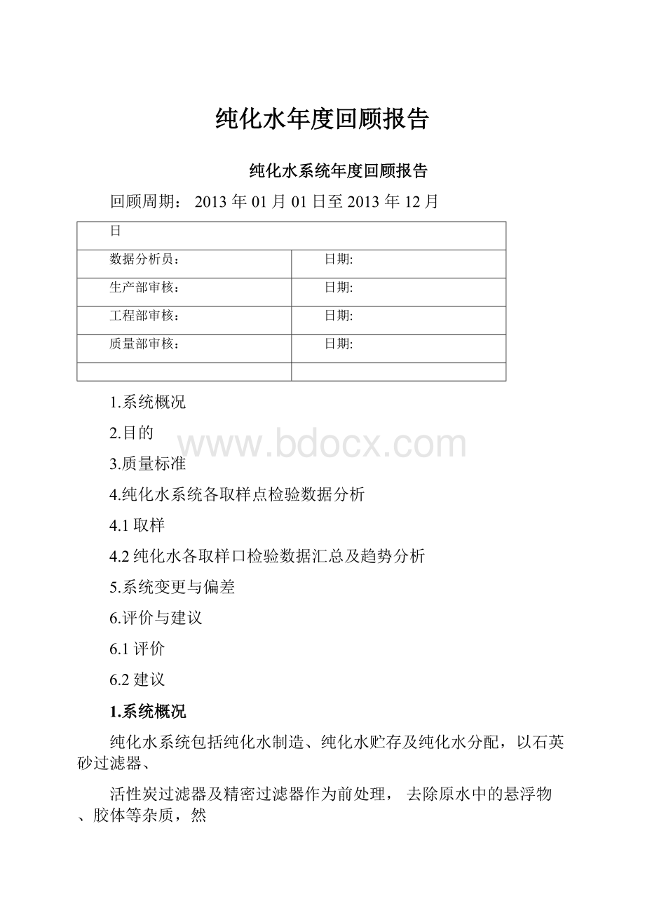 纯化水年度回顾报告.docx