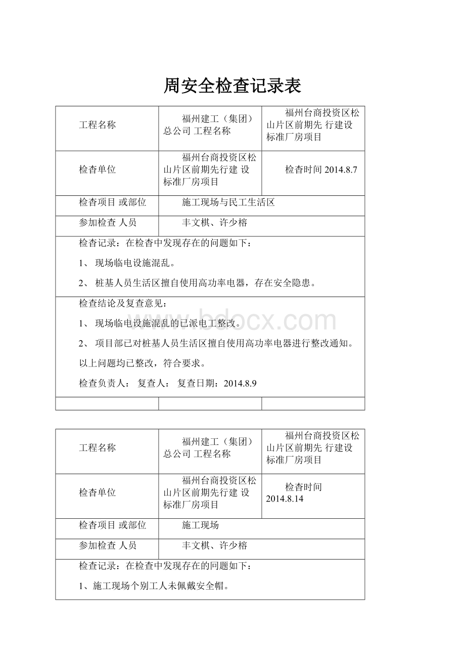 周安全检查记录表.docx