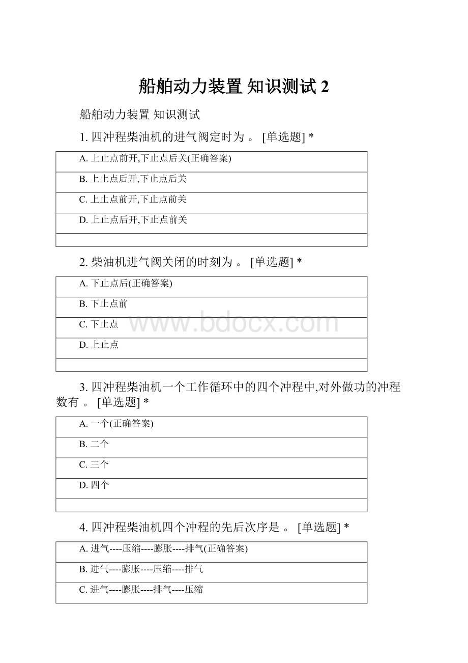 船舶动力装置 知识测试 2.docx_第1页