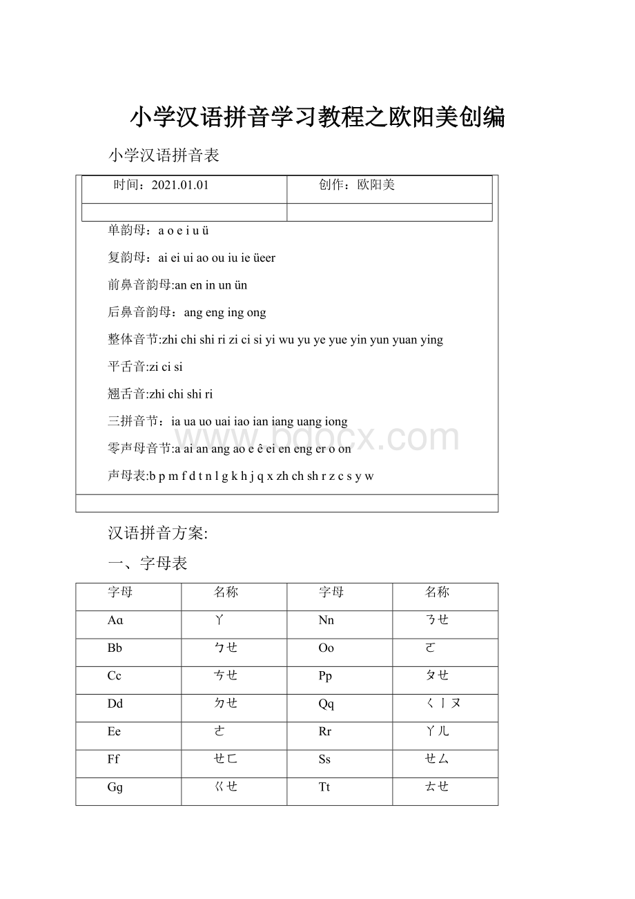 小学汉语拼音学习教程之欧阳美创编.docx_第1页