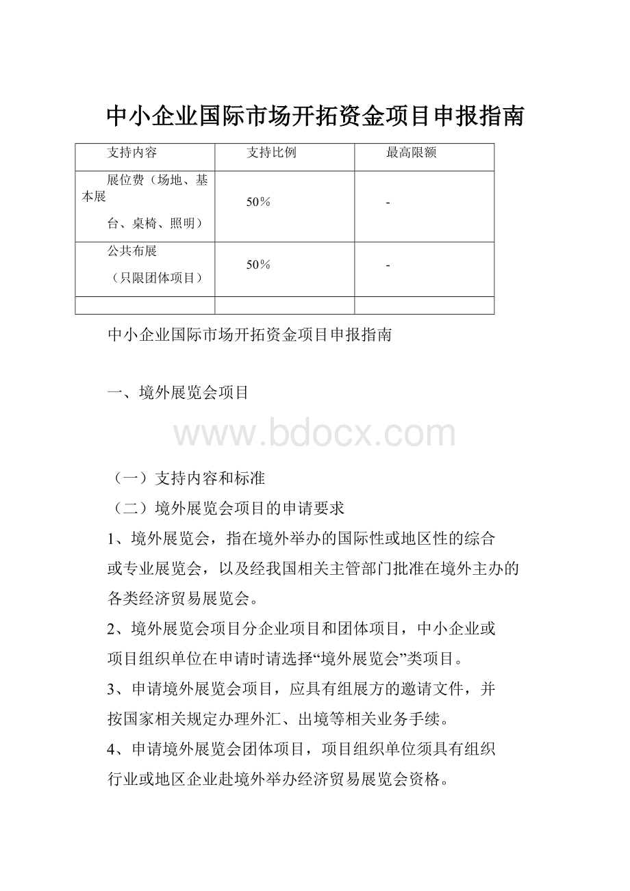 中小企业国际市场开拓资金项目申报指南.docx