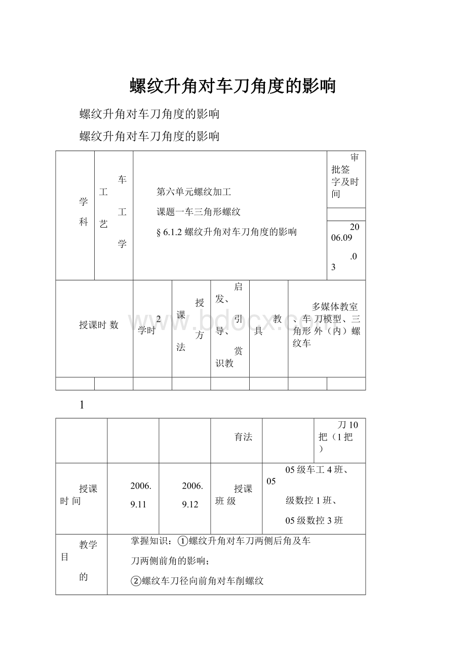 螺纹升角对车刀角度的影响.docx