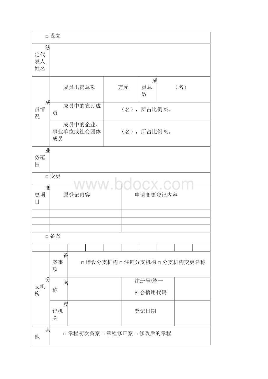 农民专业组织合作社登记备案申请书.docx_第2页