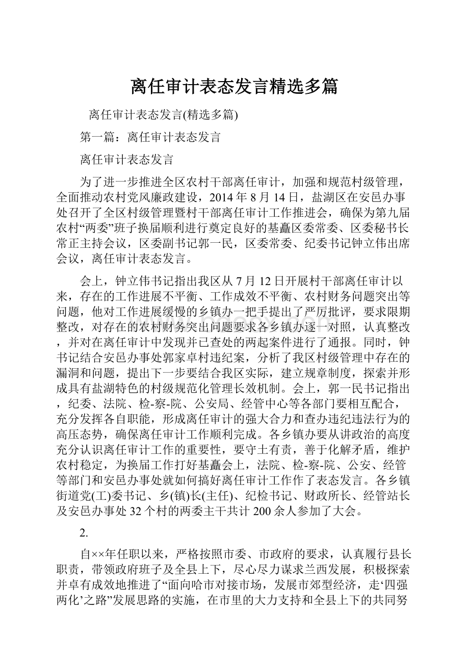 离任审计表态发言精选多篇.docx