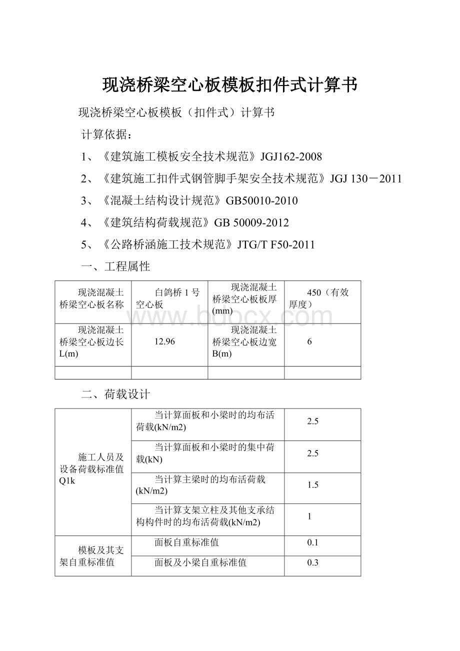 现浇桥梁空心板模板扣件式计算书.docx