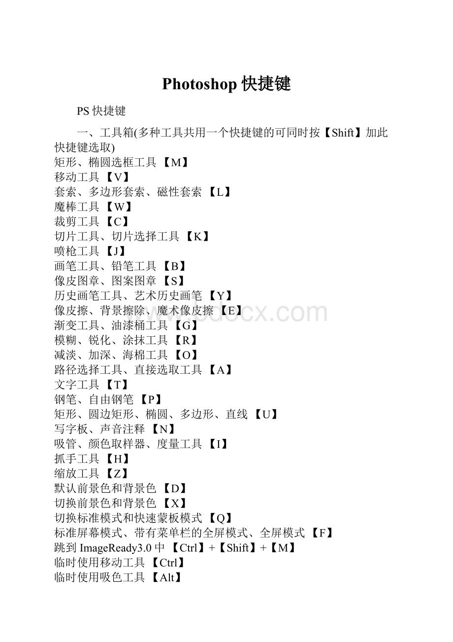 Photoshop快捷键.docx_第1页
