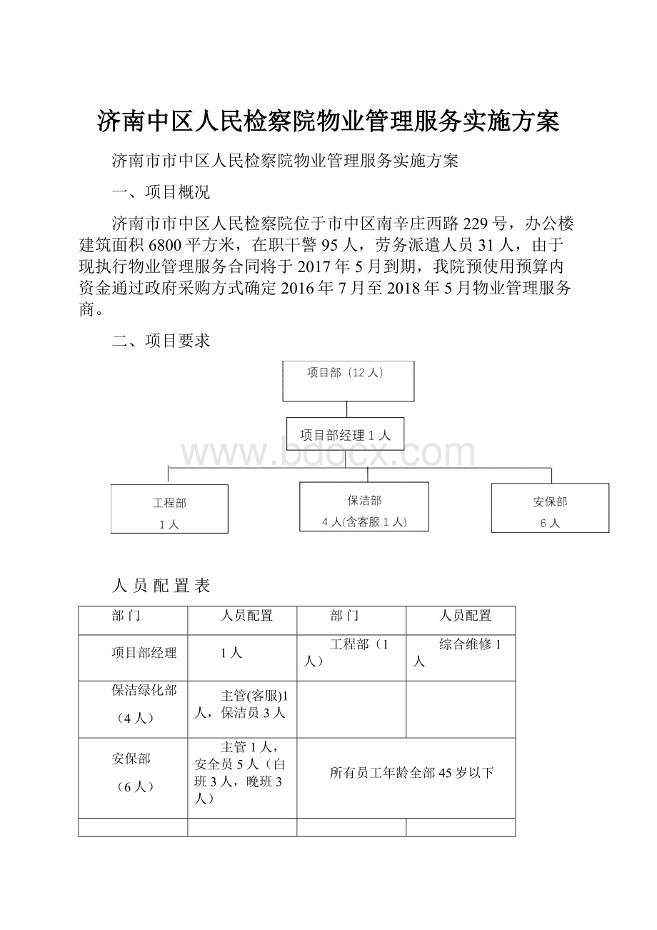 济南中区人民检察院物业管理服务实施方案.docx