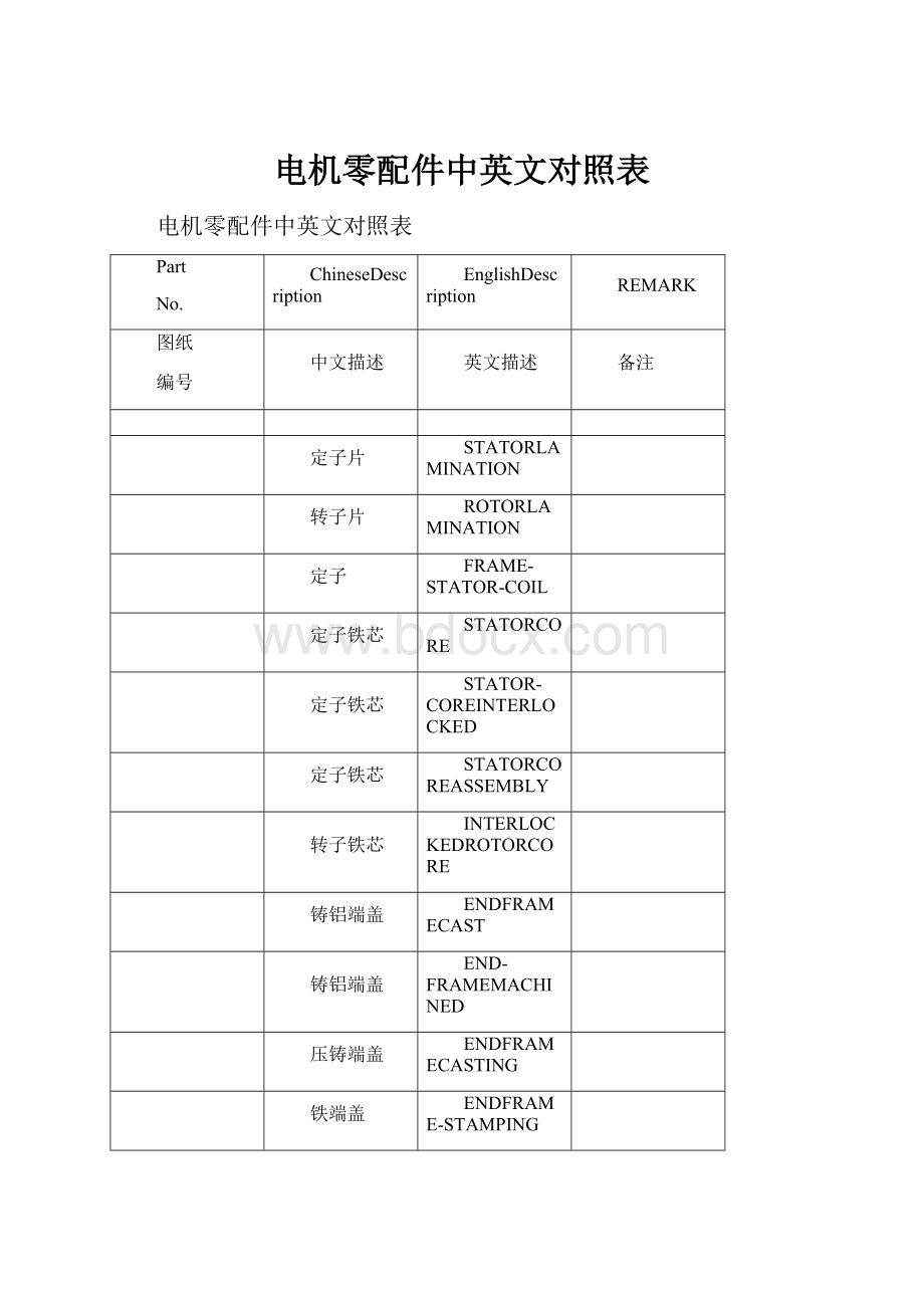 电机零配件中英文对照表.docx_第1页