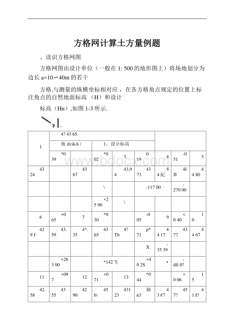 方格网计算土方量例题.docx_第1页