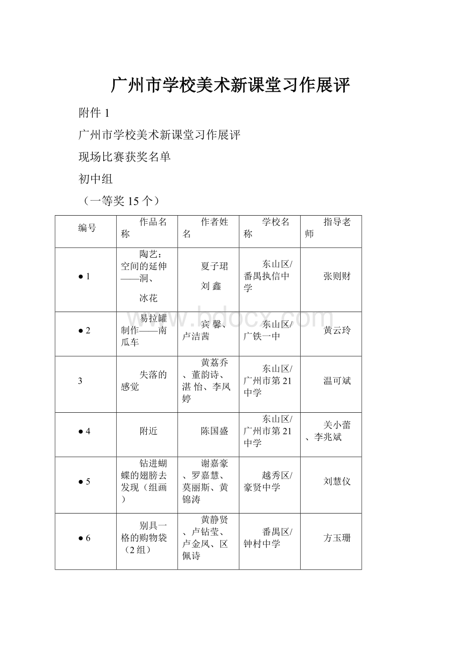 广州市学校美术新课堂习作展评.docx_第1页