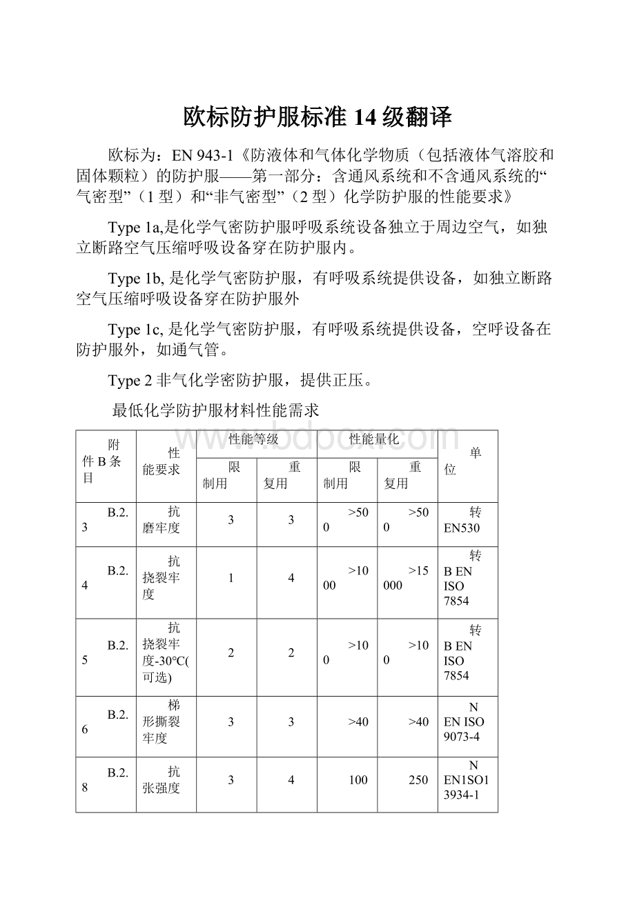 欧标防护服标准14级翻译.docx