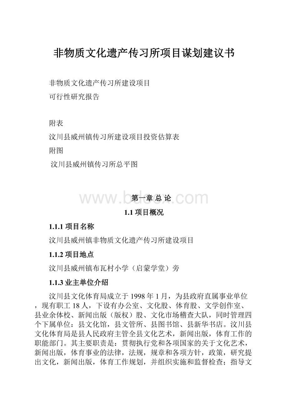 非物质文化遗产传习所项目谋划建议书.docx