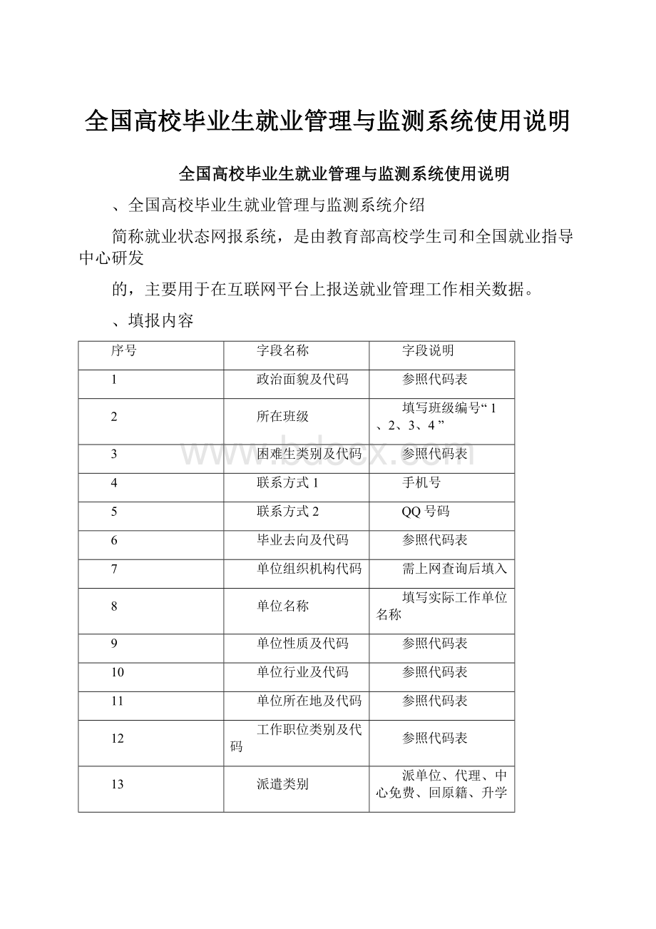 全国高校毕业生就业管理与监测系统使用说明.docx_第1页