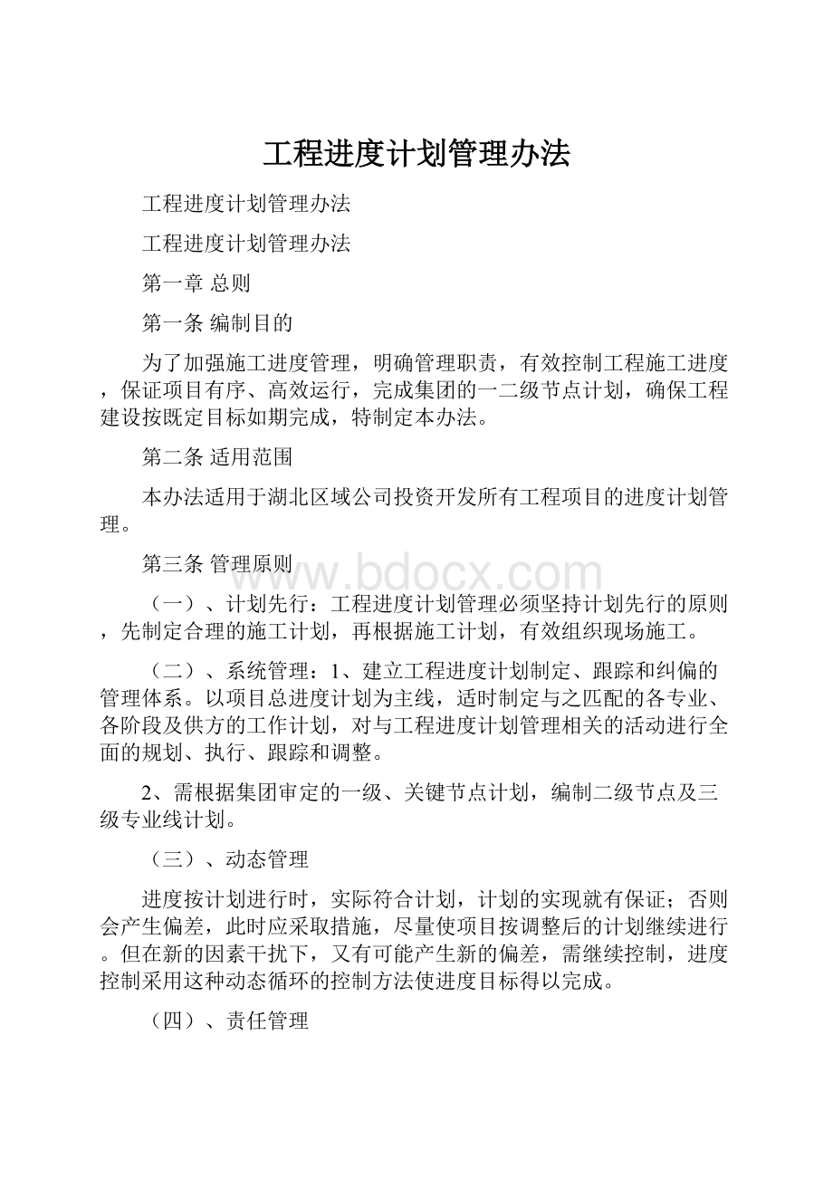 工程进度计划管理办法.docx_第1页