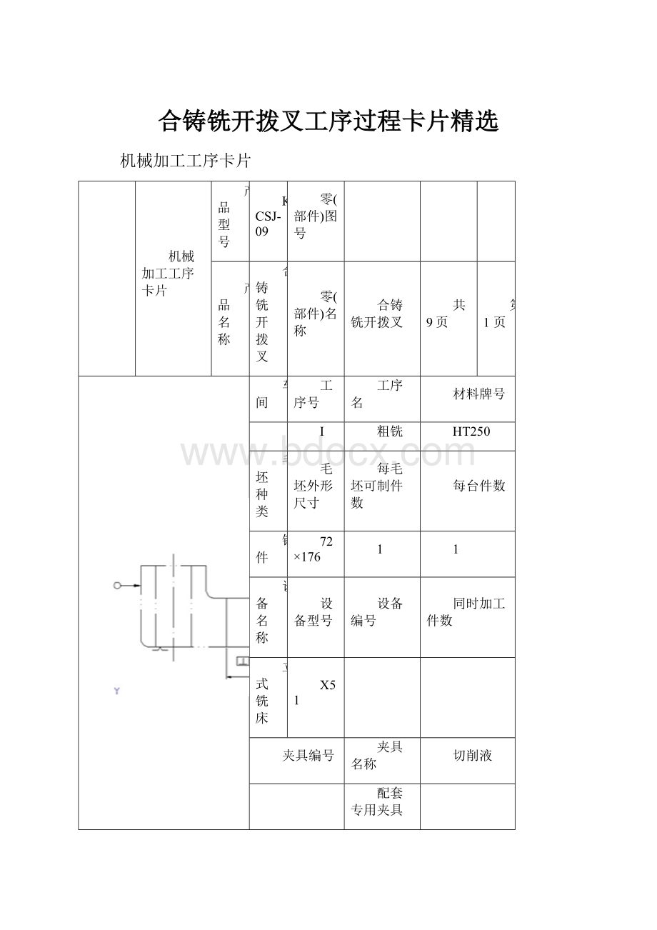 合铸铣开拨叉工序过程卡片精选.docx_第1页