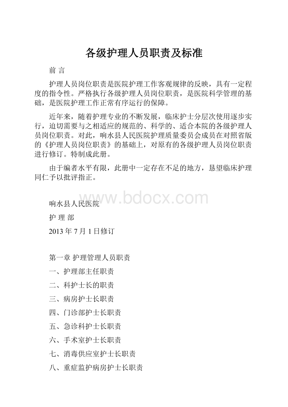 各级护理人员职责及标准.docx