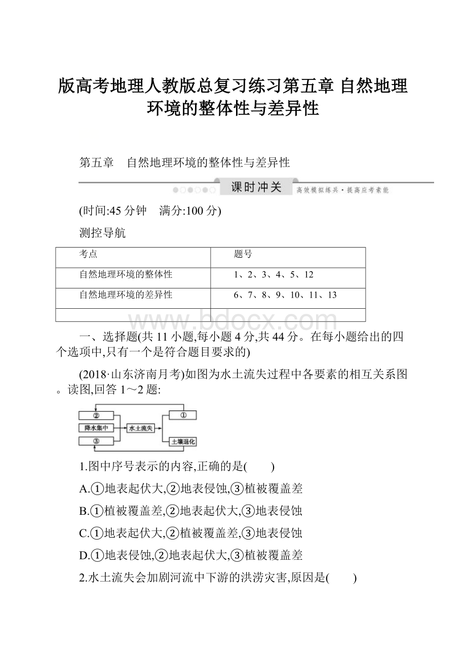 版高考地理人教版总复习练习第五章 自然地理环境的整体性与差异性.docx_第1页