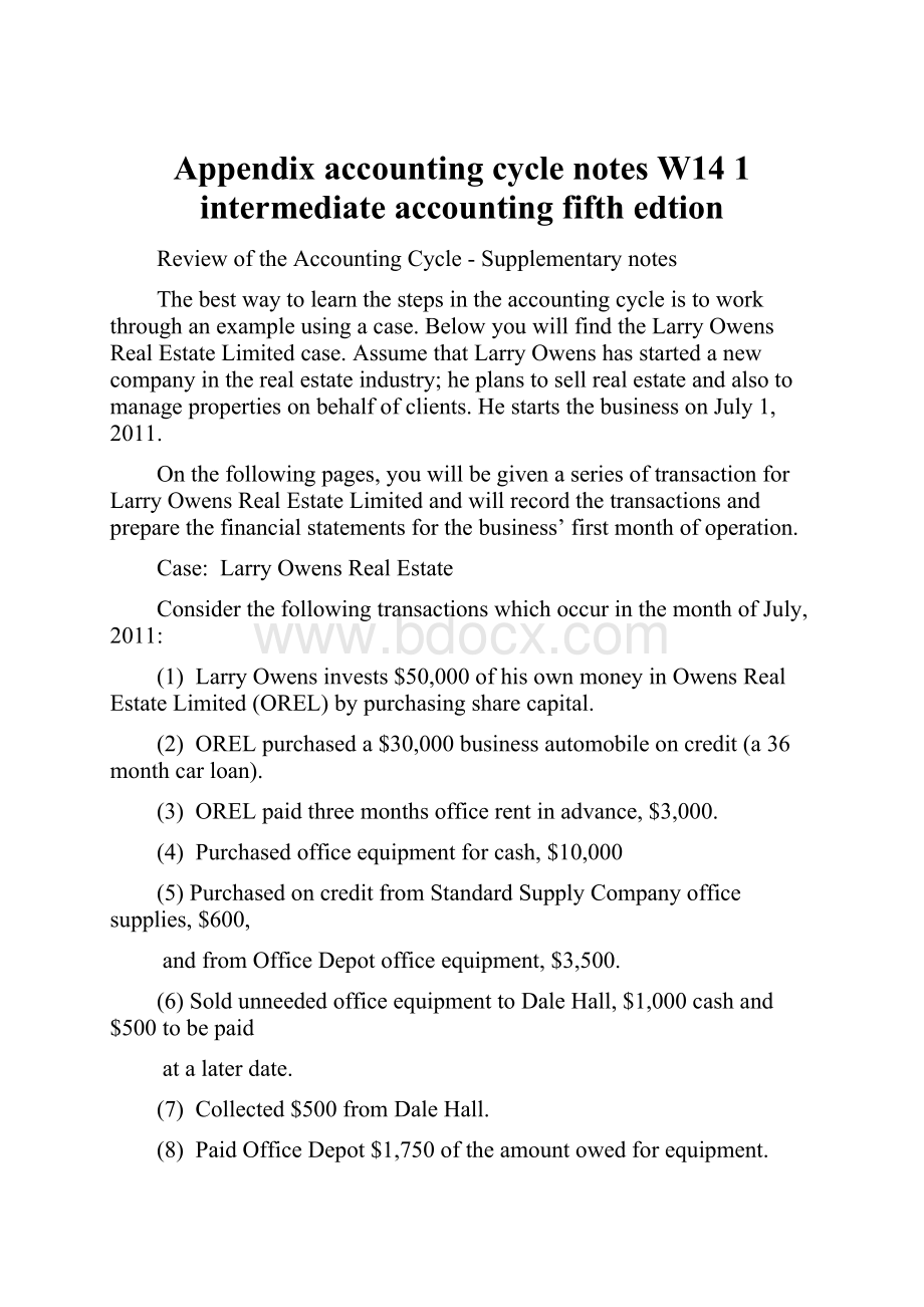 Appendixaccounting cycle notes W14 1intermediate accounting fifth edtion.docx