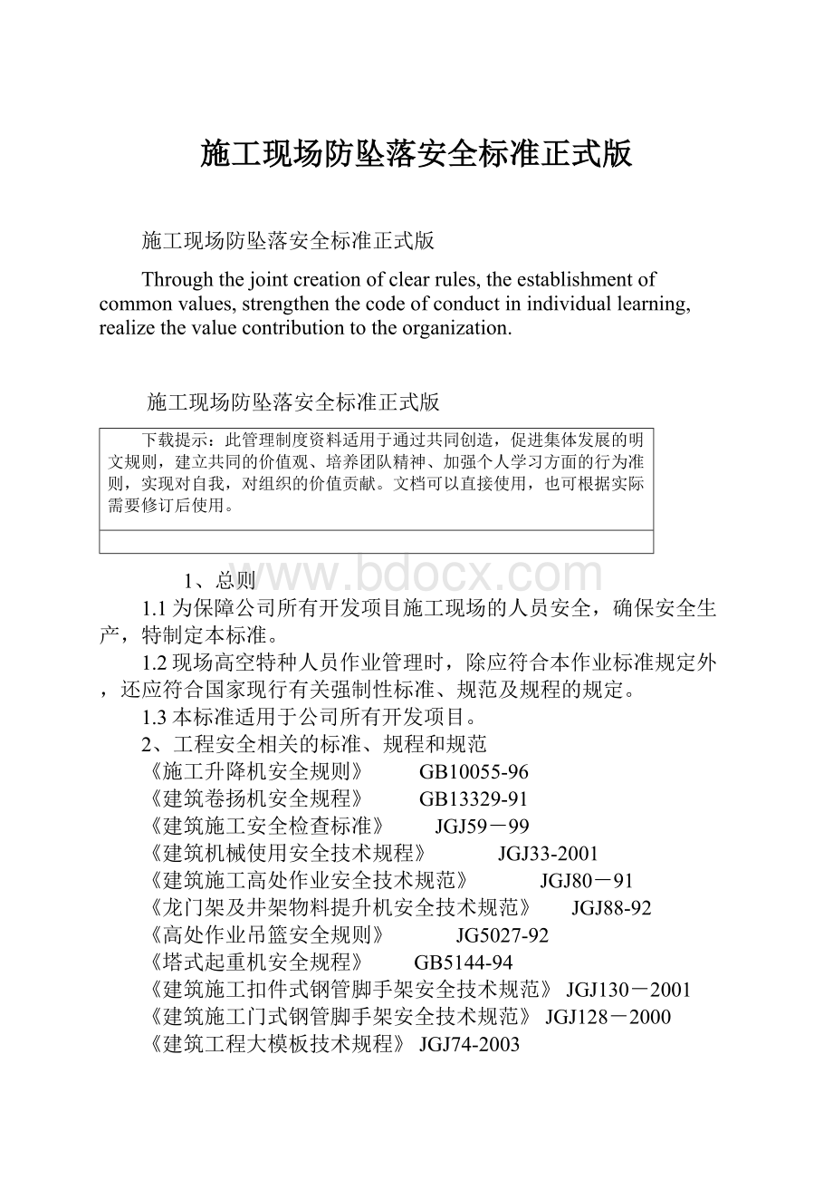 施工现场防坠落安全标准正式版.docx