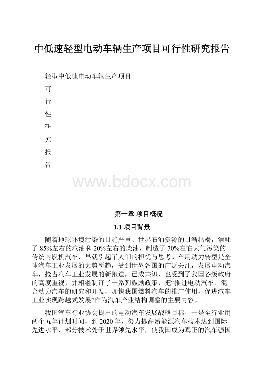 中低速轻型电动车辆生产项目可行性研究报告.docx