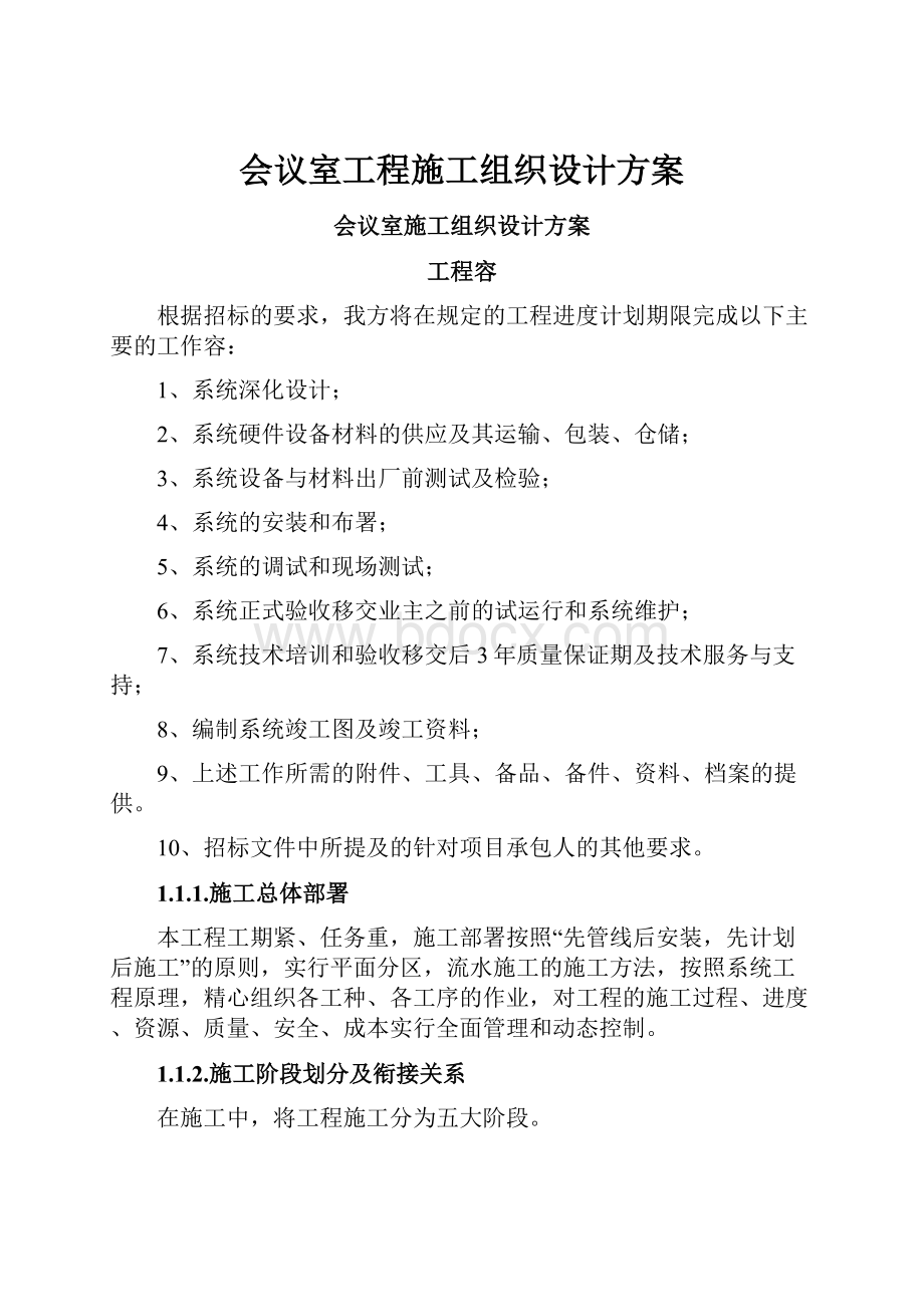 会议室工程施工组织设计方案.docx