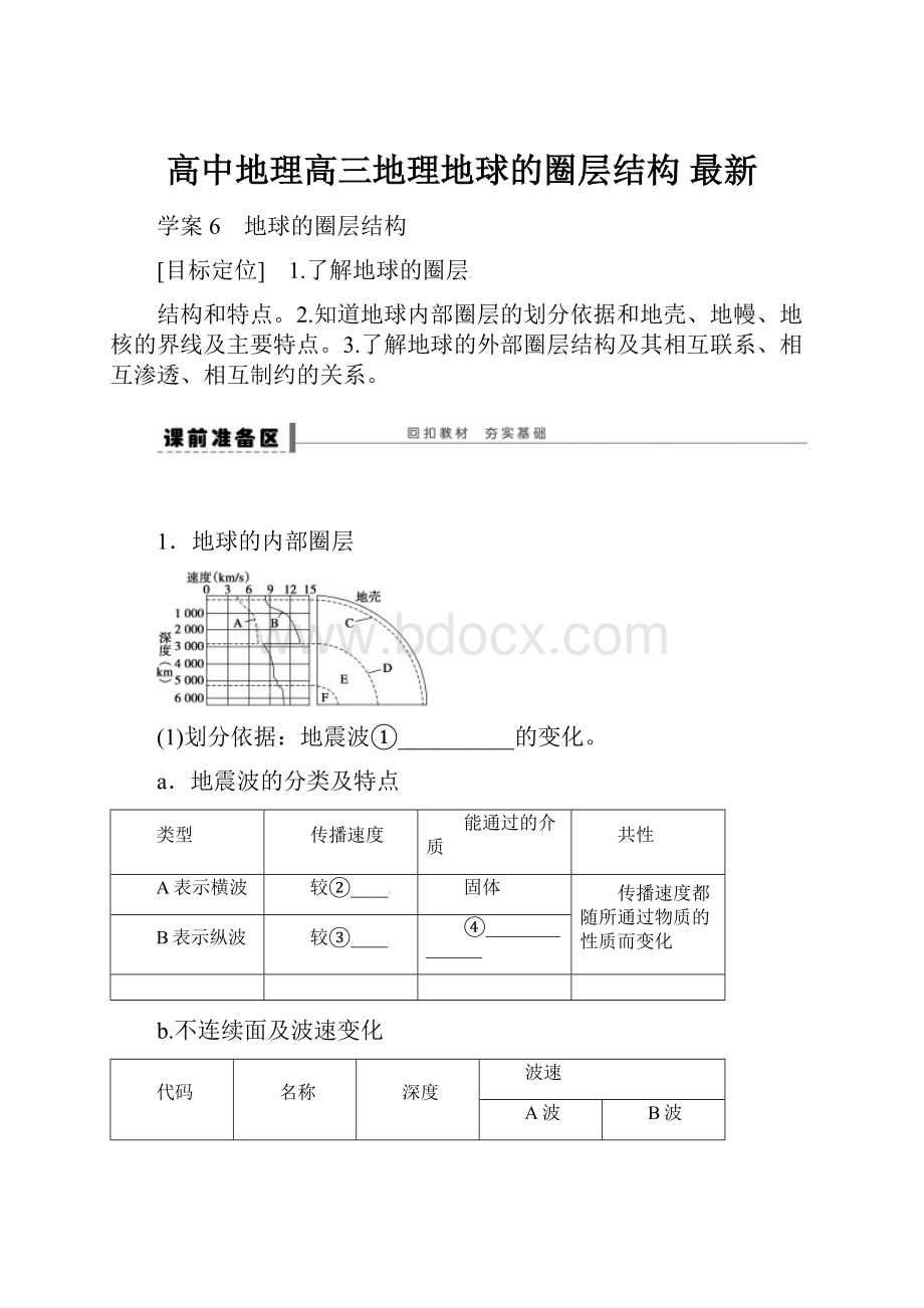 高中地理高三地理地球的圈层结构 最新.docx_第1页