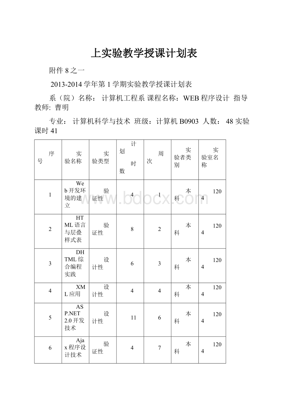 上实验教学授课计划表.docx_第1页